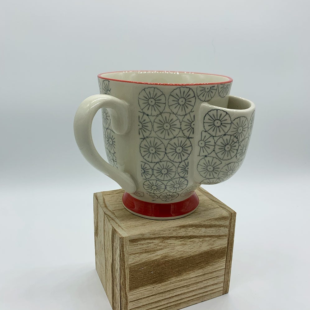 Storied Home 8 oz. Decorative Stoneware Mugs with Tea Bag Holders
